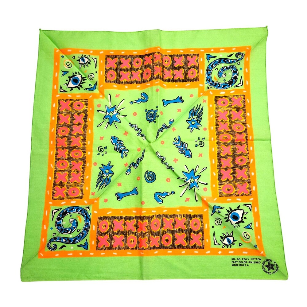 Lot of 3 Spring Industries Bandanas 80s/90s Style Colorful Print Made in USA